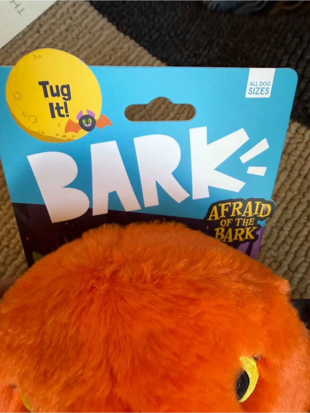 Bark Orange & Purple Plush Spider Squeaky Dog Toy - All sizes